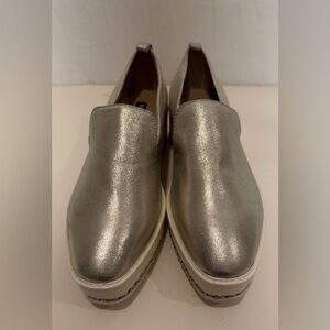 KARL LAGERFELD Metallic Genuine Leather BREA Platform Loafers - Gold - Sz 7.5